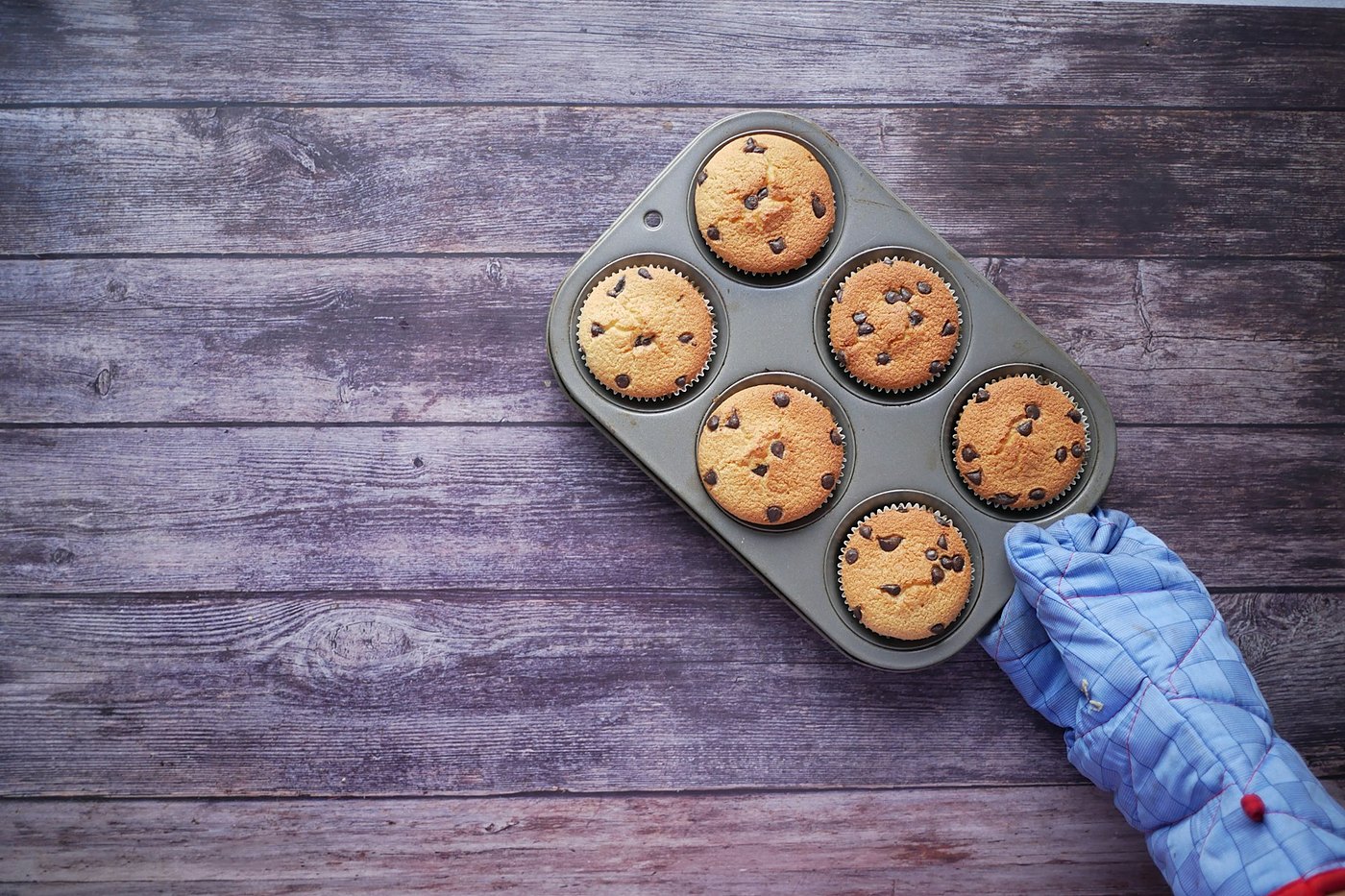 Muffins in a grey silicone mould